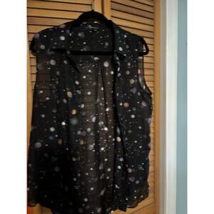 Theory Sleeveless 100% Silk Button Down Collared Blouse Women's Size Large